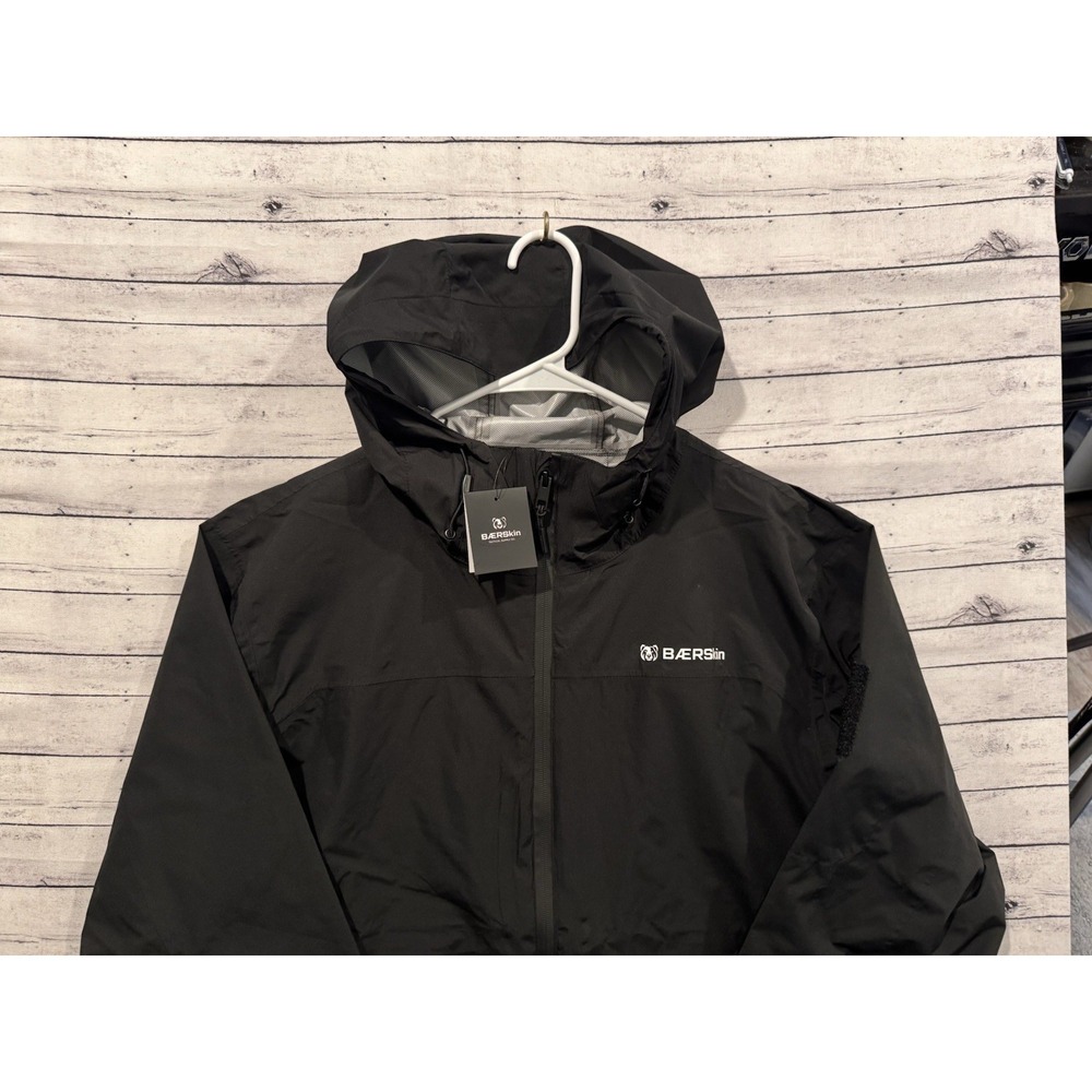Baerskin Tactical Rain Jacket Mens Sz XL Black Waterproof Hooded Lightweight - Picture 3 of 16